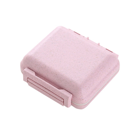 JS0018 Wheat Portable Sealed Pill Box with 6 Compartments For Pill Health Care Box, Beige, Pink, Green, Solid Pink, Solid Orange, Solid Yellow, Solid Green