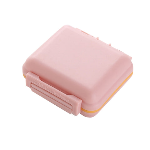 JS0018 Wheat Portable Sealed Pill Box with 6 Compartments For Pill Health Care Box, Beige, Pink, Green, Solid Pink, Solid Orange, Solid Yellow, Solid Green