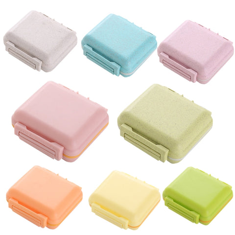 JS0018 Wheat Portable Sealed Pill Box with 6 Compartments For Pill Health Care Box, Beige, Pink, Green, Solid Pink, Solid Orange, Solid Yellow, Solid Green