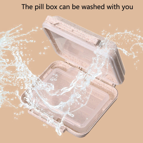 JS0018 Wheat Portable Sealed Pill Box with 6 Compartments For Pill Health Care Box, Beige, Pink, Green, Solid Pink, Solid Orange, Solid Yellow, Solid Green