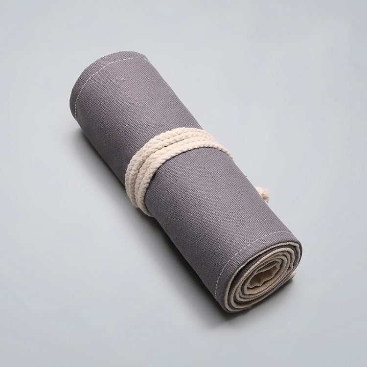 12 Holes Handmade Gray Canvula Pen Curtain Large Capacity Roller Pen Bag Color Lead Sketch Stationery Bag, 12 Holes, 24 Holes, 36  Holes, 48  Holes, 72  Holes
