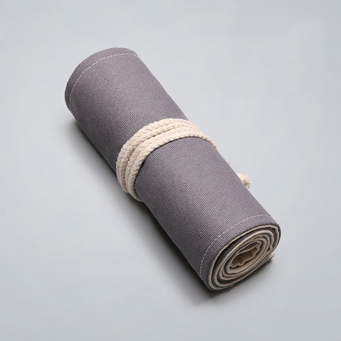12 Holes Handmade Gray Canvula Pen Curtain Large Capacity Roller Pen Bag Color Lead Sketch Stationery Bag, 12 Holes, 24 Holes, 36  Holes, 48  Holes, 72  Holes