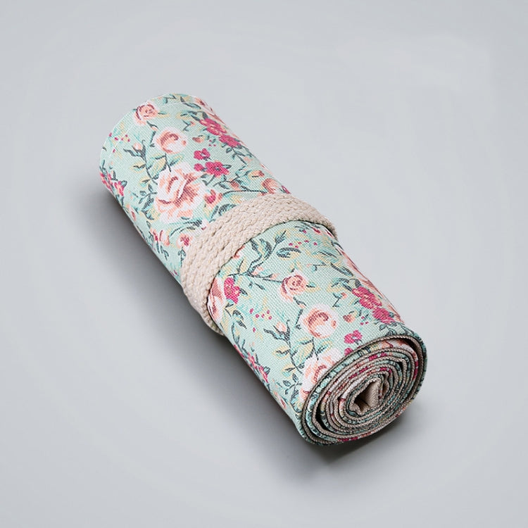 Small Floral Canvas Handmade Pen Curtain Sketch Color Pencil Roll Pen Bag Storage Stationery Box, 12 Holes, 24 Holes, 36  Holes, 48  Holes, 72  Holes