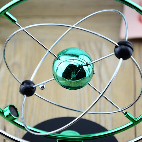 H004 Earth Permanent Meter Universe Galaxy Mechanism Rock Magnetic Electric Rotating Ornament, Silver, Green