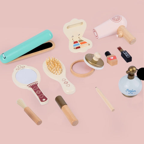 Children Make-Up Wooden Toys Pretend Play Cosmetic Set, Cosmetic Set