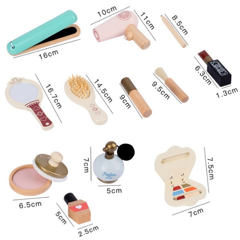 Children Make-Up Wooden Toys Pretend Play Cosmetic Set, Cosmetic Set