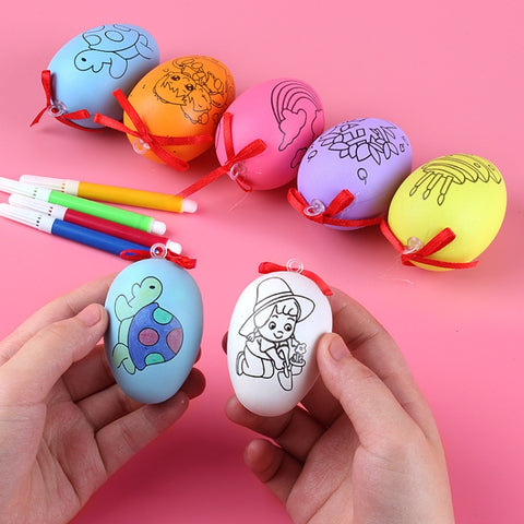 4 PCS Handmade Cartoon Painted Easter Eggs Children's Educational Toys, Random Pattern and Color, 4 PCS Painted Easter Eggs