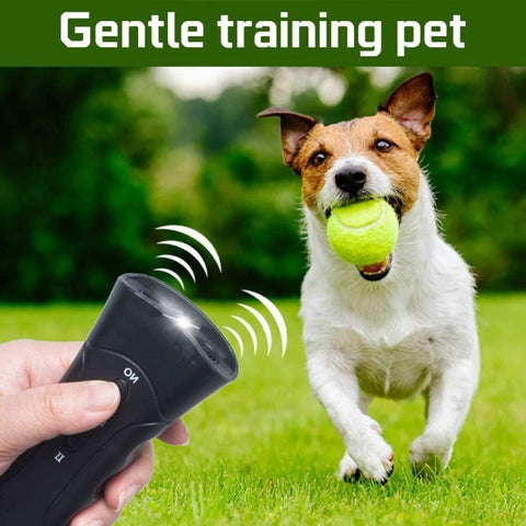 LED Flashlight Ultrasonic Dog Repeller Portable Dog Trainer, Single-headed Black, Single-headed Yellow, Double black