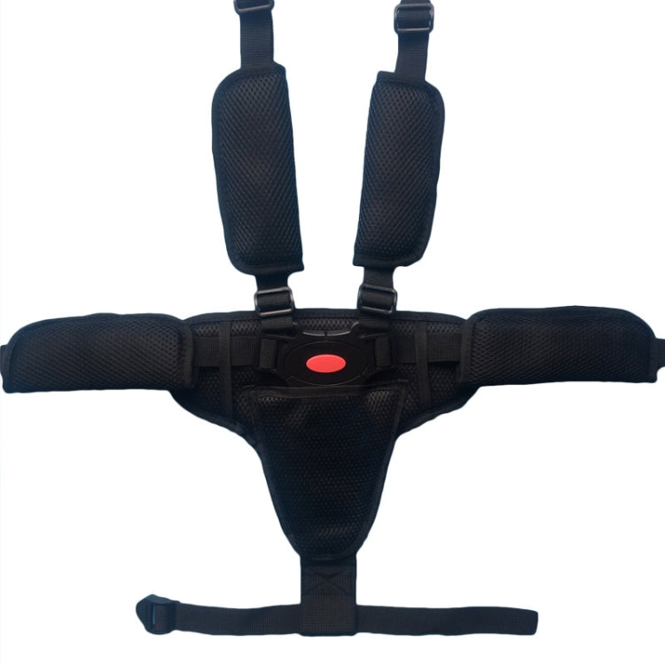 Baby Dining Chair Stroller Safety Strap Five-Point  Type A Version + Fixed Strap + Thick Shoulder Pad + Large Crotch Protector, Black, Red, Pink, Sky Blue, Grey