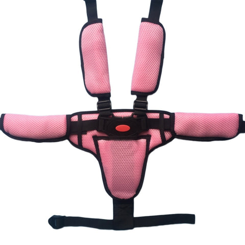 Baby Dining Chair Stroller Safety Strap Five-Point  Type A Version + Fixed Strap + Thick Shoulder Pad + Large Crotch Protector, Black, Red, Pink, Sky Blue, Grey
