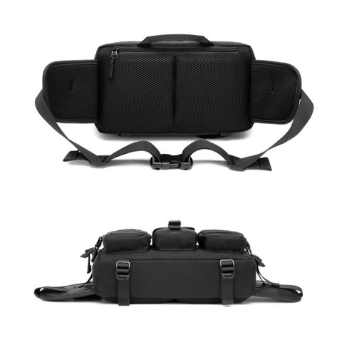 Ozuko 9449 Outdoor Large-Capacity Waist Bag Multifunctional Sports Waterproof Crossbody Bag, Black, Khaki