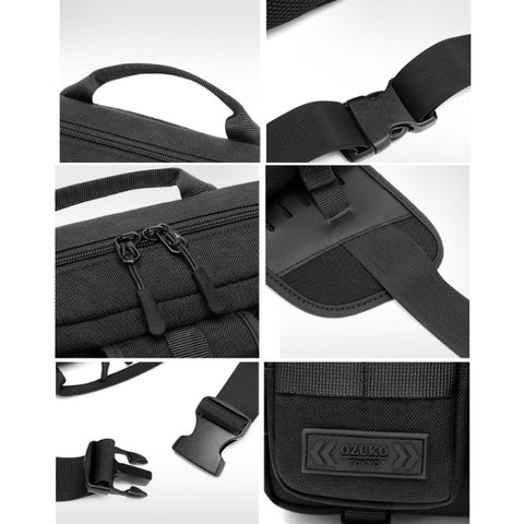 Ozuko 9449 Outdoor Large-Capacity Waist Bag Multifunctional Sports Waterproof Crossbody Bag, Black, Khaki