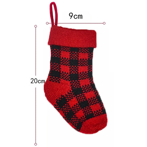 Knitted Christmas Stocking Decoration Pendant Child Acrylic Candy Gift Bag, Red, Green, White
