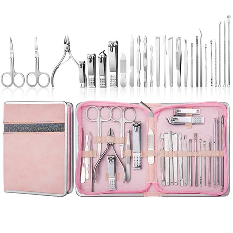 9 In 1 Nail Clipper Set Manicure Set Stainless Steel Nail Clipper Manicure Tool, 9 In 1, 18 In 1 Yellow, 26 In 1  Pink, 26 In 1 Black