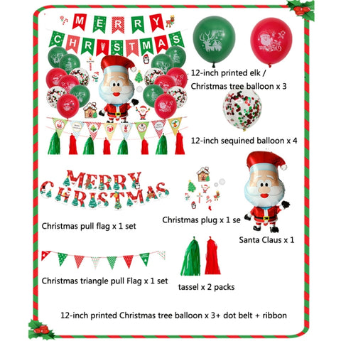 Christmas Pull Flag Aluminum Film Balloon Window Party Decoration Balloons Set, Gift, Cute Elderly