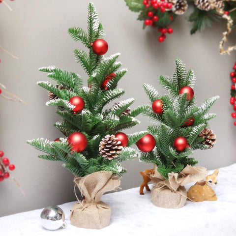 SYCT74 Christmas Decorations White PE Red Fruit Mini Christmas Tree, 40cm, 50cm