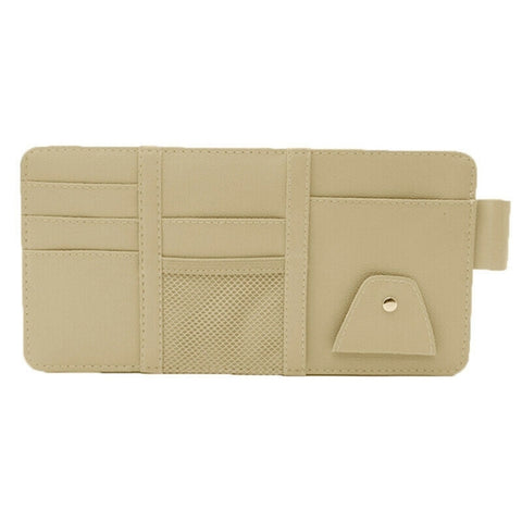 2 PCS Auto Sun Visor Card Clip Business Card Glasses Clip Zipper Car Mobile Phone Document Folder, Gray, Beige, Black, Red, Pink, Blue