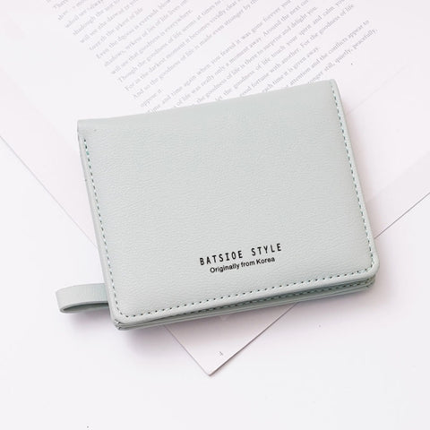 BATSIOE Short Type Ladies Wallet Small Fresh Two-Fold Student Bag Simple Multi-Card Coin Purse, Black, Blue, Pink, Gray, Green, Lotus Pink