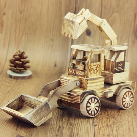 A1030 Wooden Model Excavator Ornaments Children Toys, A1030