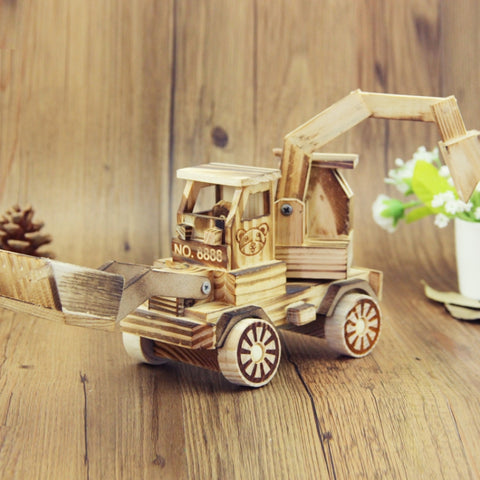 A1030 Wooden Model Excavator Ornaments Children Toys, A1030