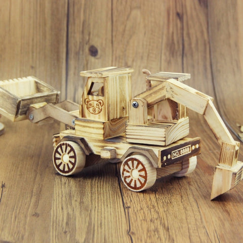 A1030 Wooden Model Excavator Ornaments Children Toys, A1030