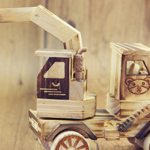 A1030 Wooden Model Excavator Ornaments Children Toys, A1030
