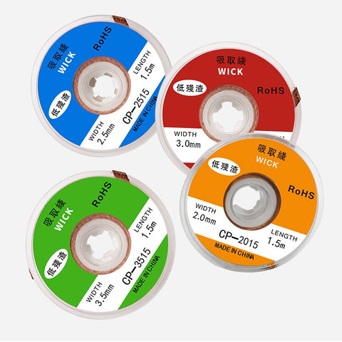 4 PCS Silk Wire Deficiency Tin With Low Residue Strip BGA To Remove Tin Welding Strip Electronic Maintenance Welding Material, CP-2015 2.0mm x 1.5m, CP-2515 2.5mm x 1.5m, CP-3015 3.0mm x 1.5m, CP-3515 3.5mm x 1.5m