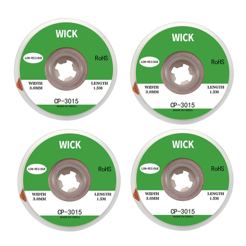 4 PCS Silk Wire Deficiency Tin With Low Residue Strip BGA To Remove Tin Welding Strip Electronic Maintenance Welding Material, CP-2015 2.0mm x 1.5m, CP-2515 2.5mm x 1.5m, CP-3015 3.0mm x 1.5m, CP-3515 3.5mm x 1.5m