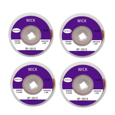 4 PCS Silk Wire Deficiency Tin With Low Residue Strip BGA To Remove Tin Welding Strip Electronic Maintenance Welding Material, CP-2015 2.0mm x 1.5m, CP-2515 2.5mm x 1.5m, CP-3015 3.0mm x 1.5m, CP-3515 3.5mm x 1.5m