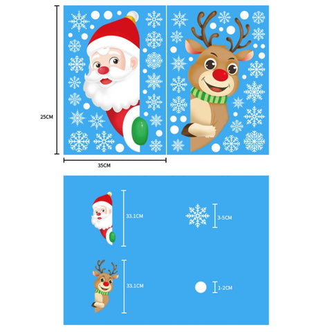 1set Christmas Window Grille Sticker Santa Claus Elk Glass Window Decoration, XC008, XC009, BQ027