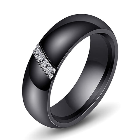 Simple Nano Ceramic Ring Trend Titanium Steel with Zircon Rings, 10, 7, 8, 9, 6