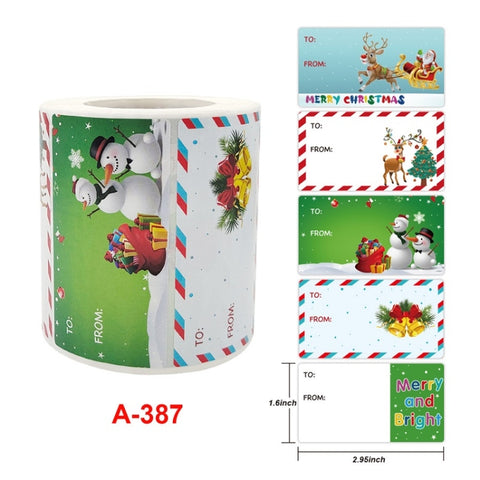 Christmas Decoration Roll Sticker Gift Bag Self-Adhesive Sealing Sticker, A-387