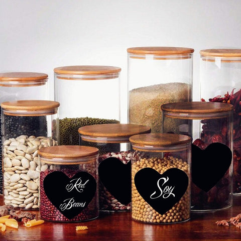 PVC Erasable Stickers Kitchen Food Marking Love Blackboard Stickers, 60x40mm