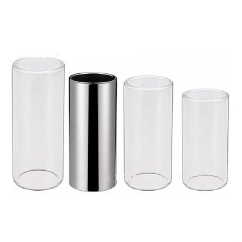 M02219 4 in 1 Plexiglass Slid Bar + Stainless Steel Slid Bar + Celluloid Guitar Finger Pick + Plastic Box Set, Plexiglass Slid Bar