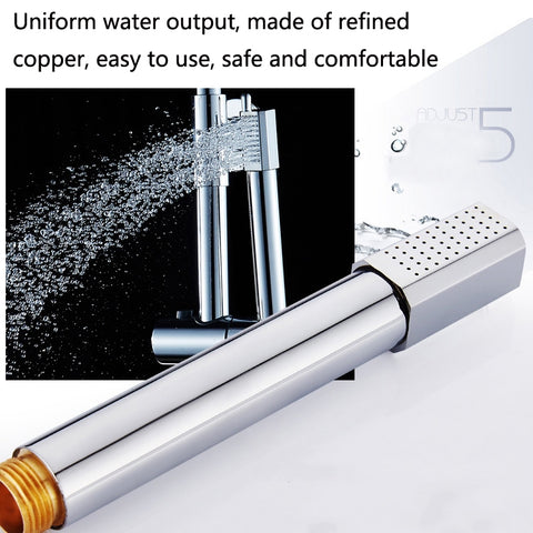 Brass Stainless Steel Hand-Held Pressurized Shower Head, Square, Round