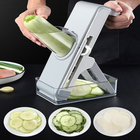 Hand Cutting Cutter Kitchen Lever Slicer Pressing Grater, Simple Gray, Simple Blue
