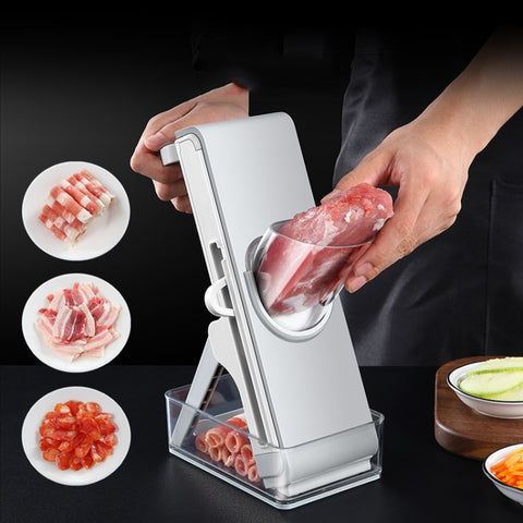 Hand Cutting Cutter Kitchen Lever Slicer Pressing Grater, Simple Gray, Simple Blue