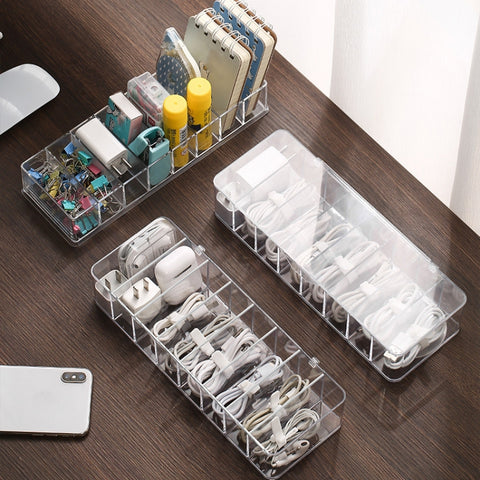 Dust Storage Line Box Hub Finishing Box Desktop Data Cable Storage Box, Specification: 8 Grid Basic, 8 Grid Basic, 8 Grid Increase, 8 Grid Increase With Cover