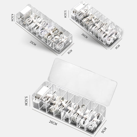 Dust Storage Line Box Hub Finishing Box Desktop Data Cable Storage Box, Specification: 8 Grid Basic, 8 Grid Basic, 8 Grid Increase, 8 Grid Increase With Cover