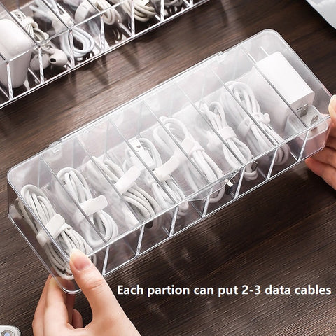 Dust Storage Line Box Hub Finishing Box Desktop Data Cable Storage Box, Specification: 8 Grid Basic, 8 Grid Basic, 8 Grid Increase, 8 Grid Increase With Cover