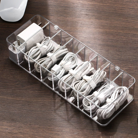 Dust Storage Line Box Hub Finishing Box Desktop Data Cable Storage Box, Specification: 8 Grid Basic, 8 Grid Basic, 8 Grid Increase, 8 Grid Increase With Cover