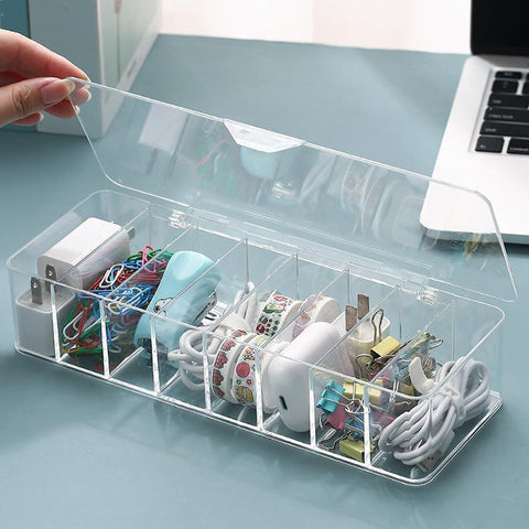Dust Storage Line Box Hub Finishing Box Desktop Data Cable Storage Box, Specification: 8 Grid Basic, 8 Grid Basic, 8 Grid Increase, 8 Grid Increase With Cover