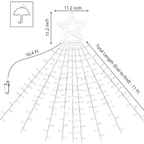 10LM 350 LED Star Waterfall Light Christmas Tree String Lights Outdoor Meteor Light, Plug Spec:, US Plug, EU Plug