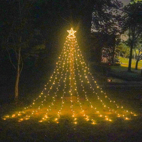 10LM 350 LED Star Waterfall Light Christmas Tree String Lights Outdoor Meteor Light, Plug Spec:, US Plug, EU Plug