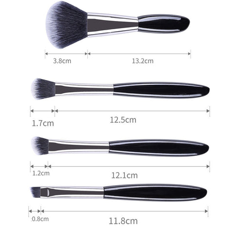 4 In 1 Black Pebbles Makeup Brush Set Eyeshadow Brush Foundation Brush Portable Makeup Brush,Style:, Bare Brush