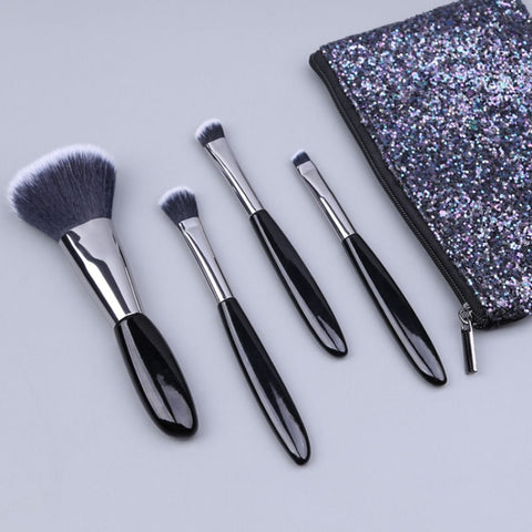 4 In 1 Black Pebbles Makeup Brush Set Eyeshadow Brush Foundation Brush Portable Makeup Brush,Style:, Bare Brush