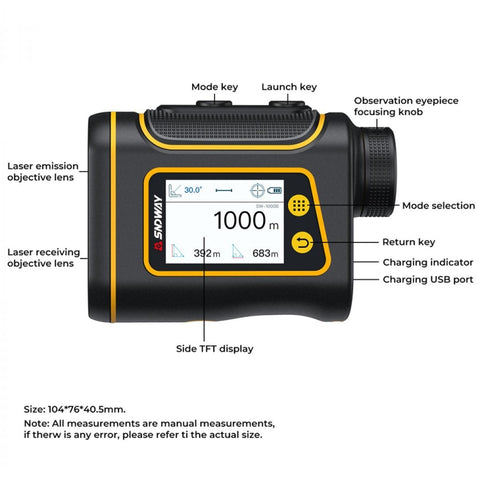 SNDWAY Rangefinder Instrument Outdoor Telescope Golf Measuring Instrument, SW800B 800m, SW1000B 1000m, SW1500B 1500m