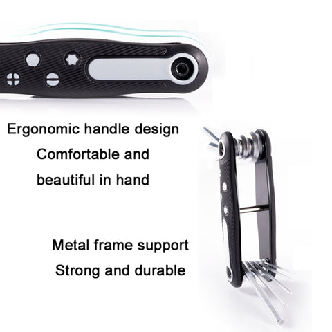 8 In 1 Bicycle Repair Portable Folding Allen Wrench, Phillips Slotted, Inner Hexagon, Torx