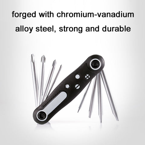 8 In 1 Bicycle Repair Portable Folding Allen Wrench, Phillips Slotted, Inner Hexagon, Torx
