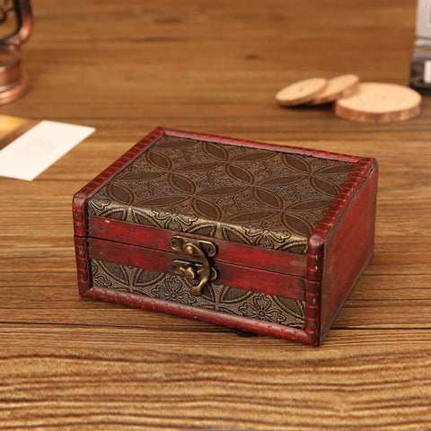 Wooden Vintage Jewelry Box Sorage And Shooting Props, 14.5x11.5x6.5cm